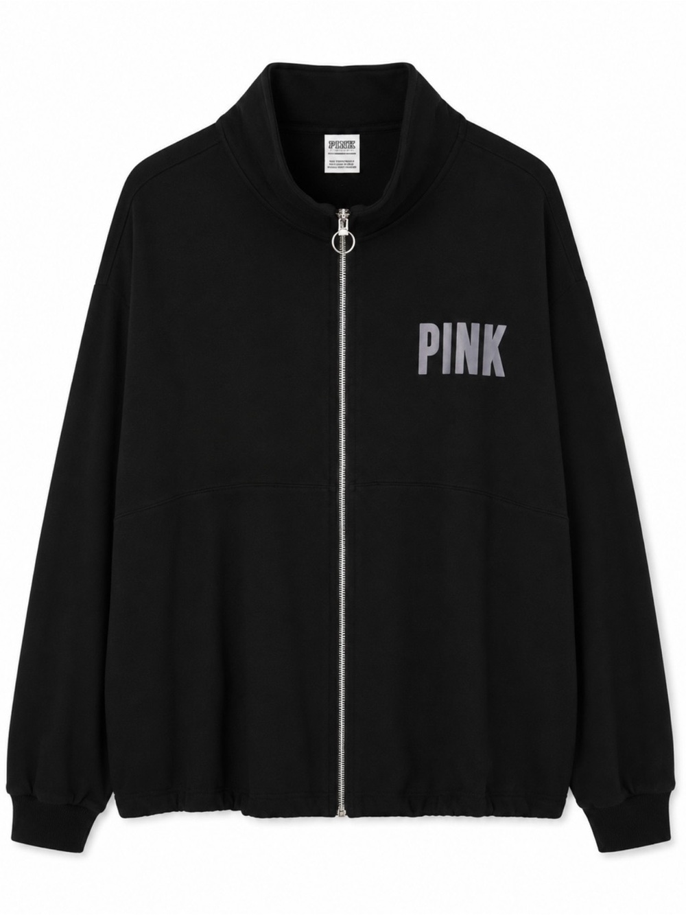 PINK Black Zip-Up Jacket with Logo